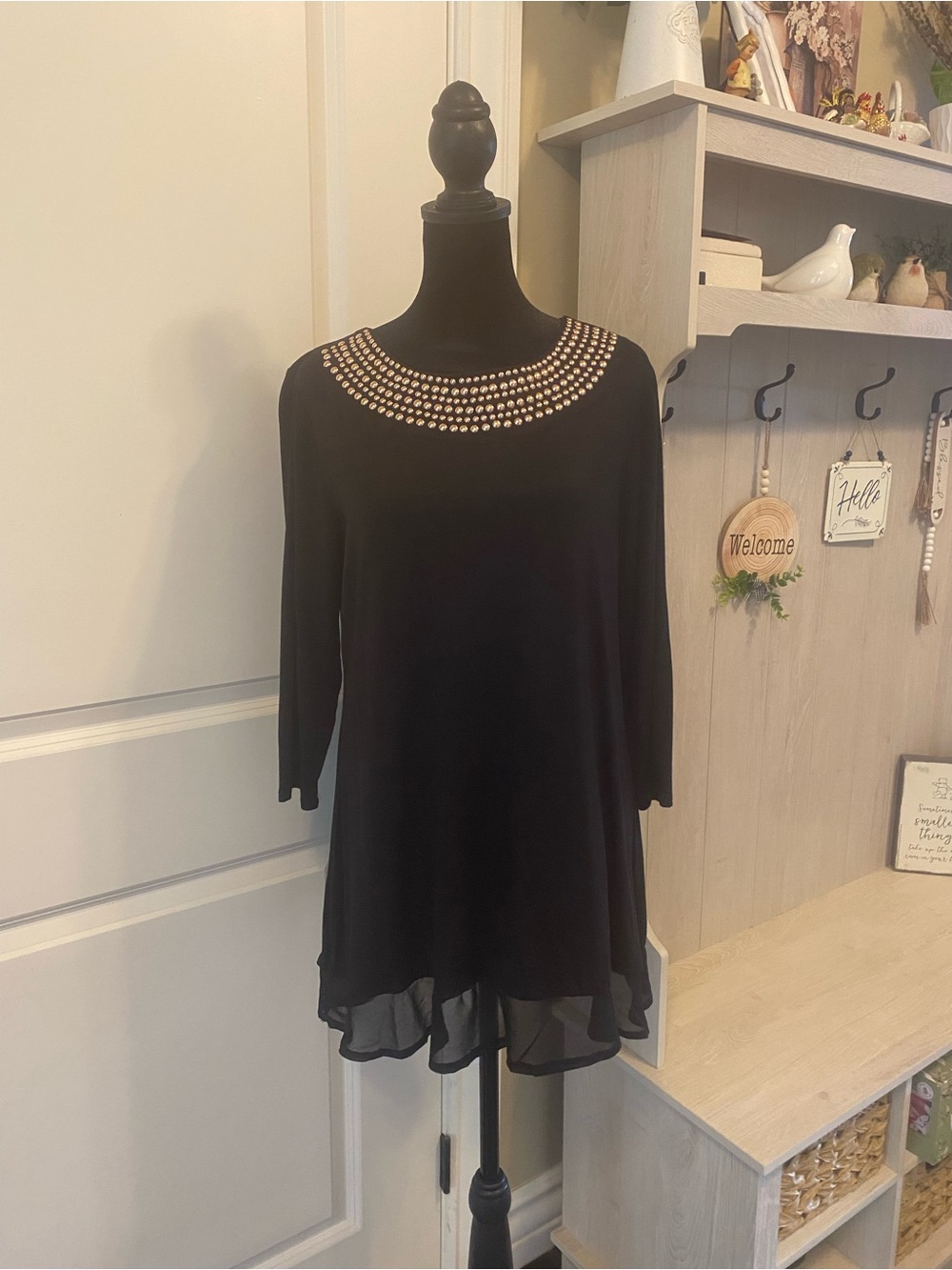 Studded Black Longer Blouse